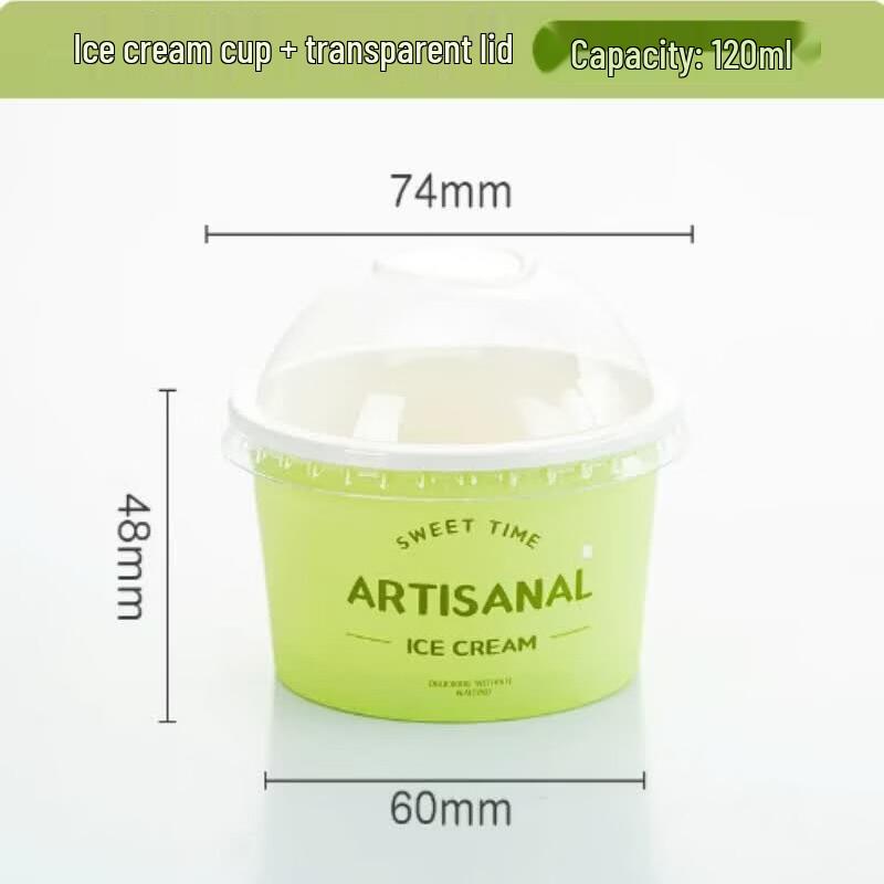 SIVIR 75mm Disposable Ice Cream Paper Cups with Lids