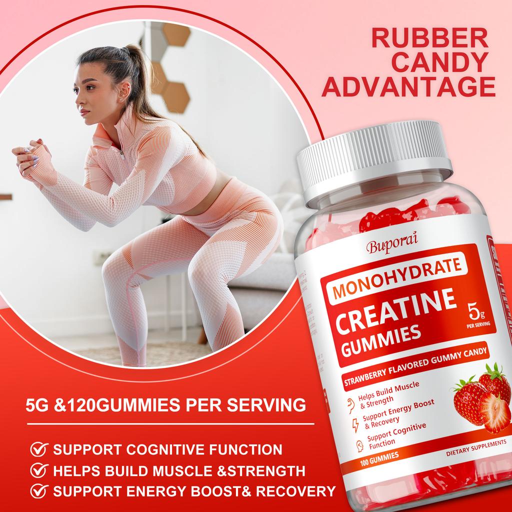 Creatine Gummies Suitable for Both Men and Women, Creatine Monohydrate Extract, All-natural, Gentle and Easily Absorbed.