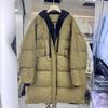 Winter Sweater Hat Fake Two-piece Down Jacket Women's Medium and Long Loose Large Size Thickened Warm White Duck Down Jacket