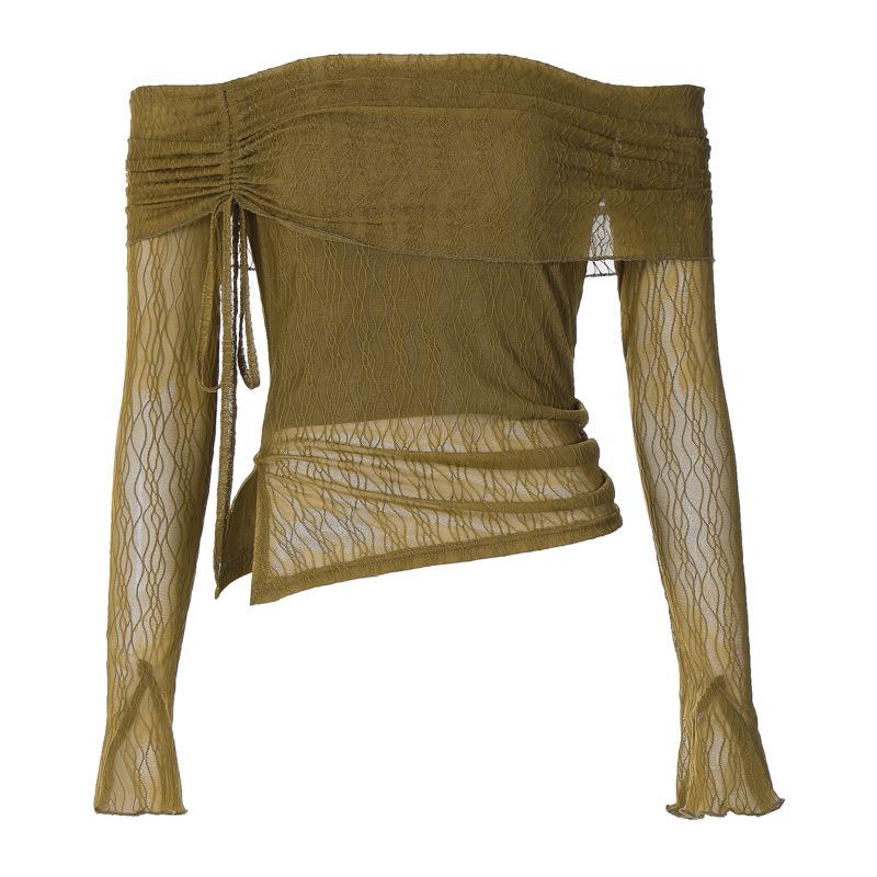 GMXIA Dámský podzimní čistě sexy Spice Girl top svetru s dlouhým rukávem a výstřihem bez ramínek