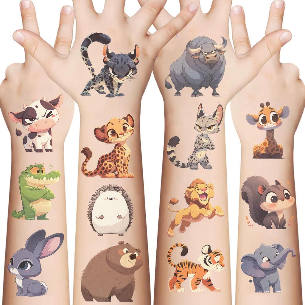 New Cartoon Colorful Animal Tattoo Stickers Waterproof Party Gift Funny Face Stickers