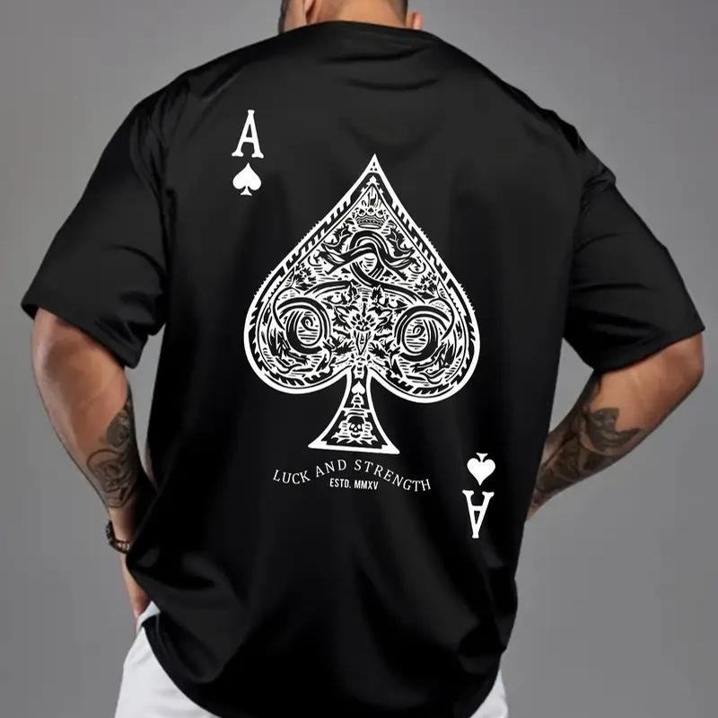 

Новая летняя мужская модная футболка с принтом игральных карт, мужская футболка, топ L чёрный