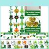 Vibrant Irish Festival Shamrock Garland Decoration With Gold Coin Hat For Celebrations