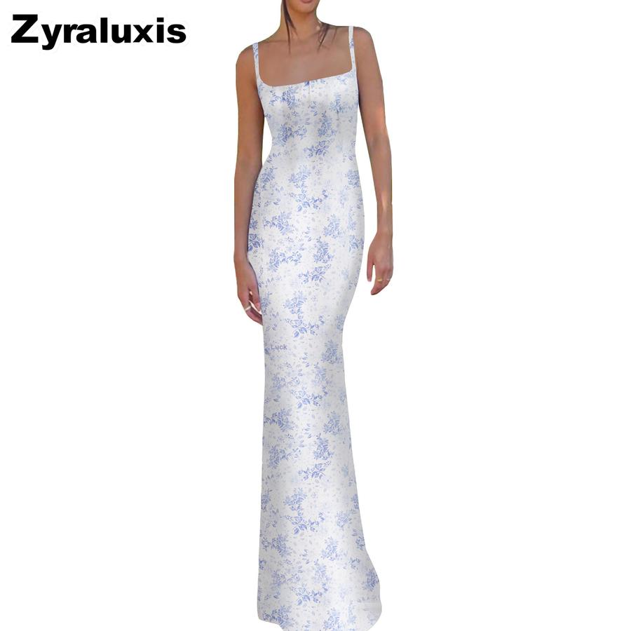 Fashion Women's Summer New Style Sexy Slim Fit Strappy Printed Backless Dress for Women