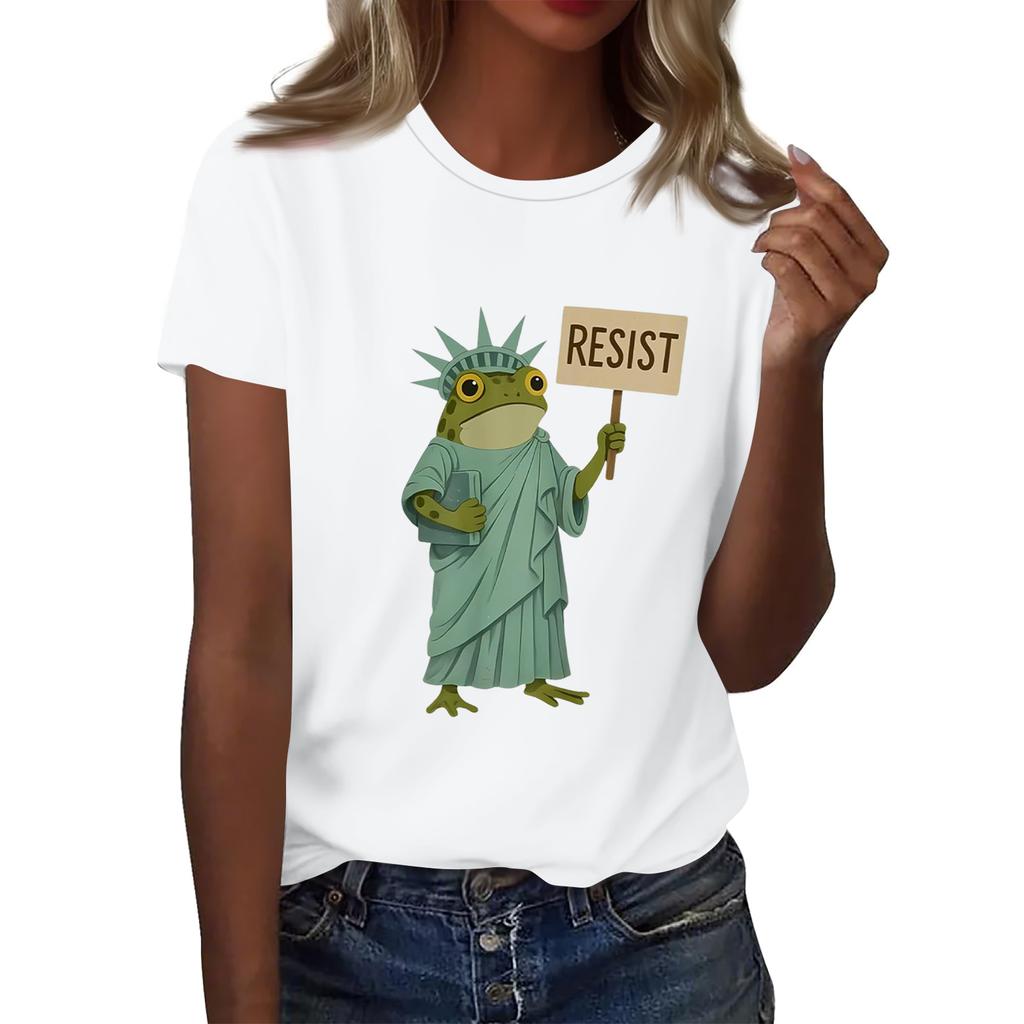 Women's Printed Round Neck Short Sleeve Top