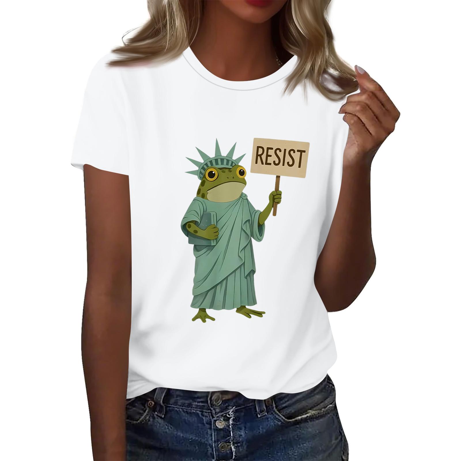 

Women s Printed Round Neck Short Sleeve Top XL белый