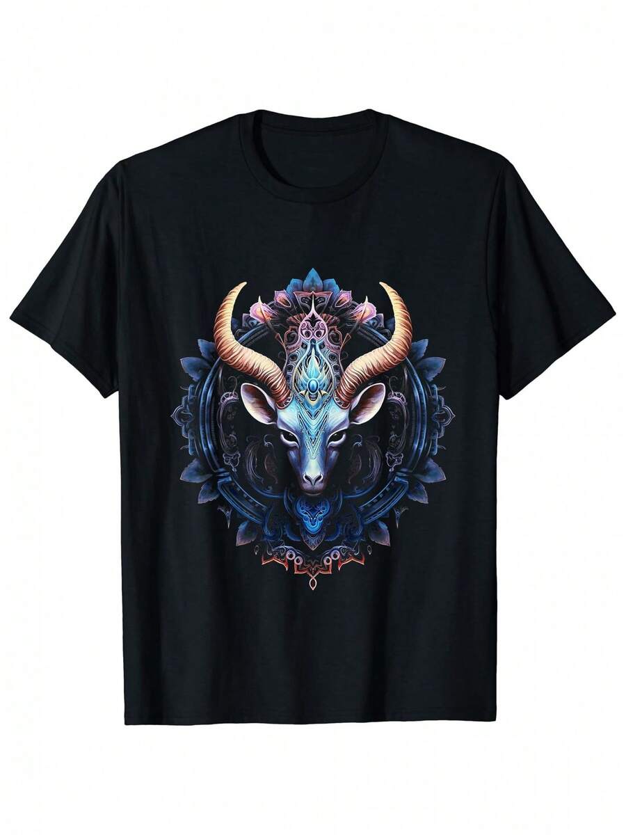 

Unisex s Graphic T-Shirt With Mystical Deer & Floral Print S