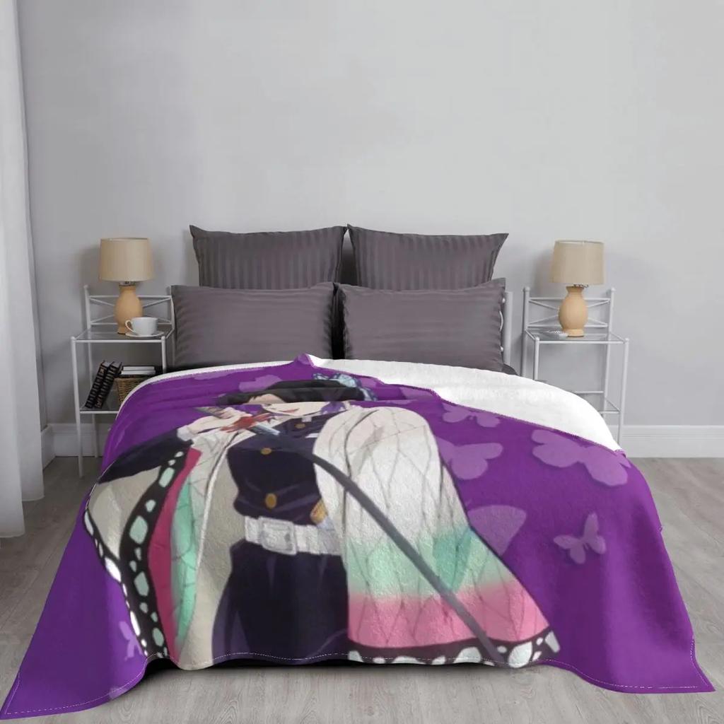 Kochō Shinobu Beautiful Girl Warm Plush Cozy Home Girl Throw Blanket for Beding Comfortable Couch Lightweight Blanket