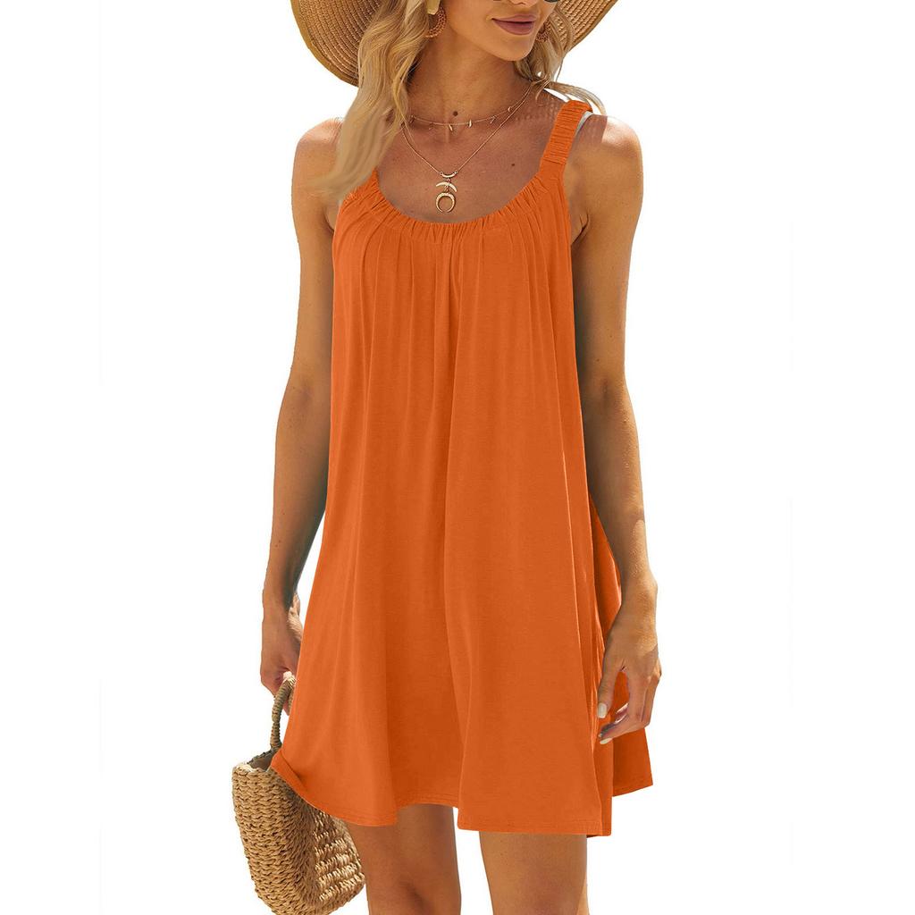Ladies' Casual Loose Sleeveless U-neck Dress