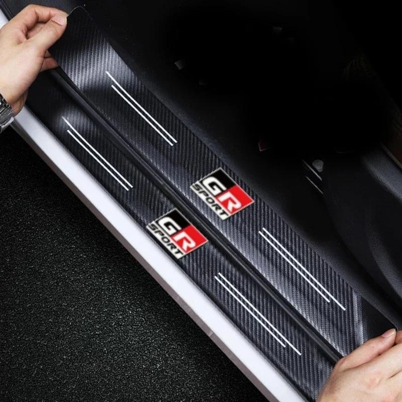 Car Door Sill Carbon Fibre Trunk Anti-scratch Sticker for Toyota GR Gazoo Sport Corolla Camry RAV4 Aqua Avensis Yaris CHR Prius