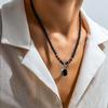 Collana Maschile Personalità Nicchia Sensazione di Lusso Ciondolo a Goccia Olio Catena Clavicola Catena Collo Collana con Pietra Occhio di Tigre Giallo