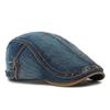 Adjustable Washed Denim Newsboy Caps British Style Flat Cap Retro Painter Beret Spring