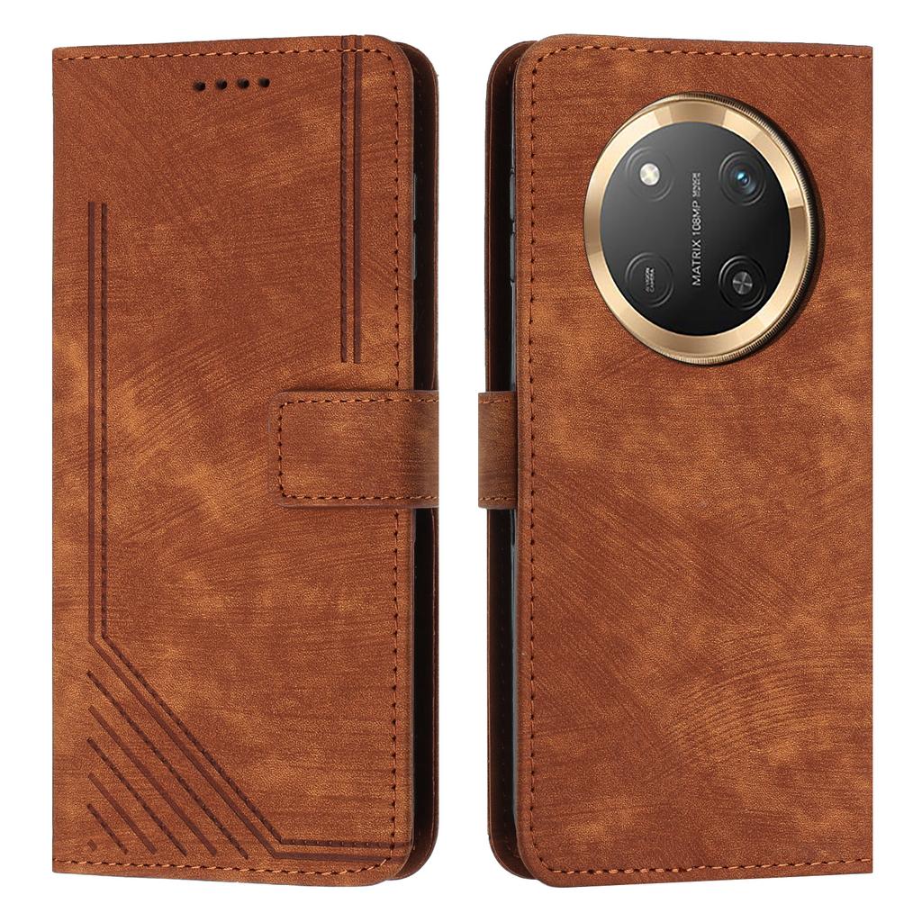 For Honor Magic7 Lite 5G/X9c 5G/X60 Pro 5G Case Imprinted Lines Leather Phone Cover Folding Stand