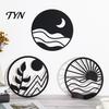 Office Wall Art 3Pcs Boho Decoration, Vintage Metal Hollow-out Decor, Silhouette Minimalist Hanging Sculpture, Ornament for Bedroom Living Room