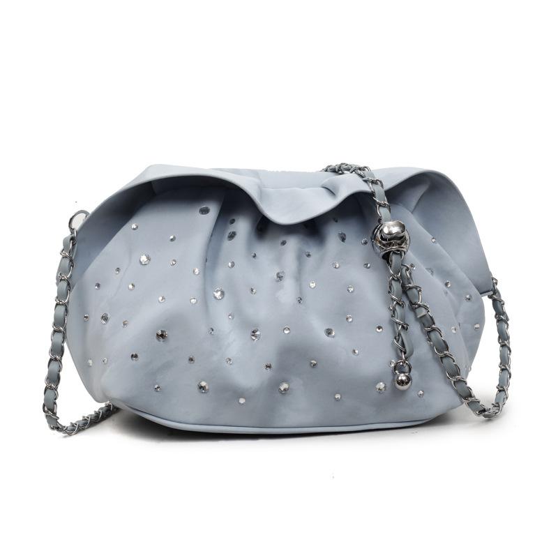 Folded Cloud Bag 2025 New Mori Sweet Girl Foreign Style Versatile Messenger Bag Fashionable Rhinestone Dumpling Bag Tide