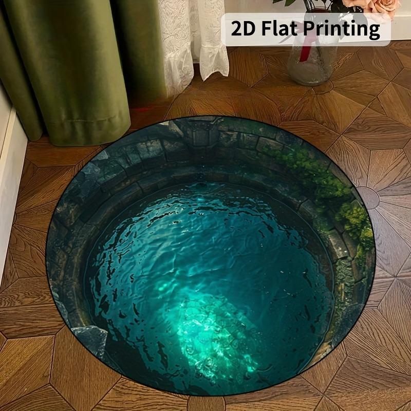 

3D Seawater Visual Design Pattern Round Rug, Non-slip Floor Mat for Living Room, Bedroom, Bathroom, Holiday Home Decoration 60cm