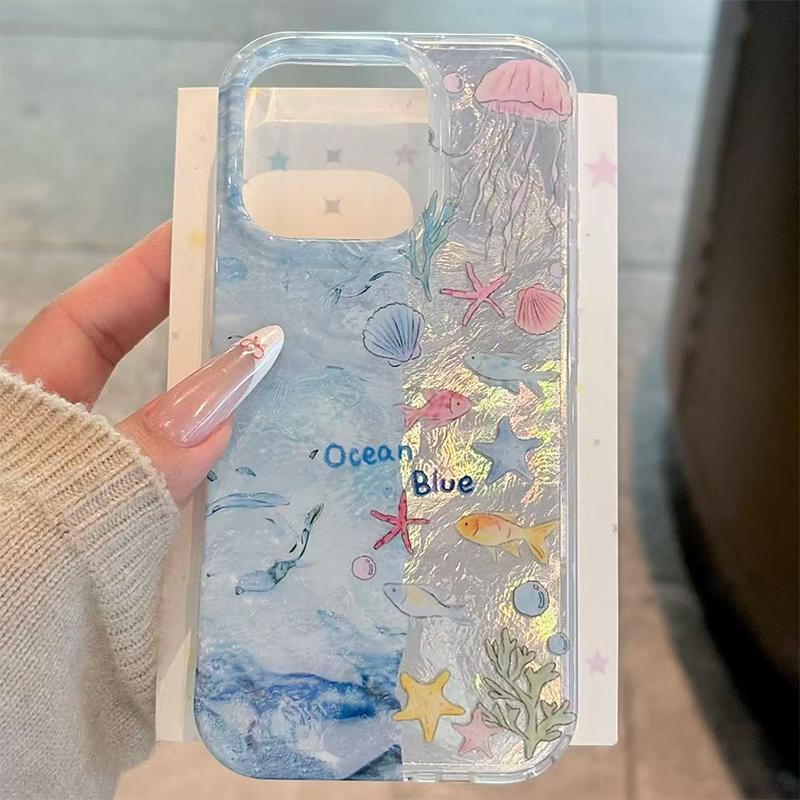 

Glitter Gradient Blue Starry Sky Phone Case For iPhone 16 15 14 13 12 11 Pro Max XS XR X 7 8 Plus 16E SE Shiny Protective Cover S21