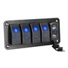 4-veis vippe-bryter 12V/24V Digital voltmeter PÅ/AV uttakskombinasjon Dobbel USB-port Vanntett