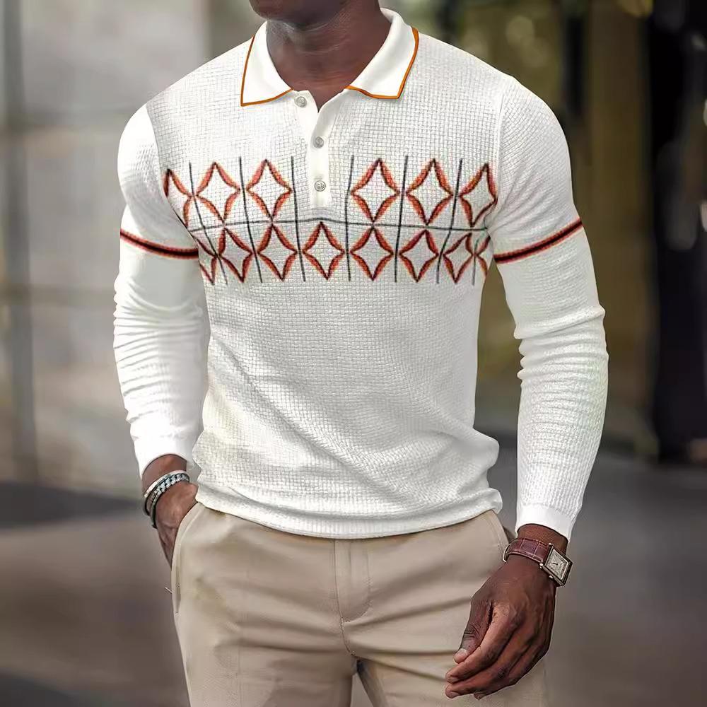 

New Men s Sweatshirt Geometric 3D Printed Casual Lapel Polo Shirt 5XL