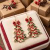 Holiday Party Jewelry Christmas 2D Acrylic Earrings, Colorful Tree Dangle Earrings with Bow Decorative Decor, Lightweight Drop Jewelry, Decorations