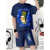 Children's Casual Set: Summer Boys' Fashionable Printed Short-Sleeve Shirt and Shorts Set