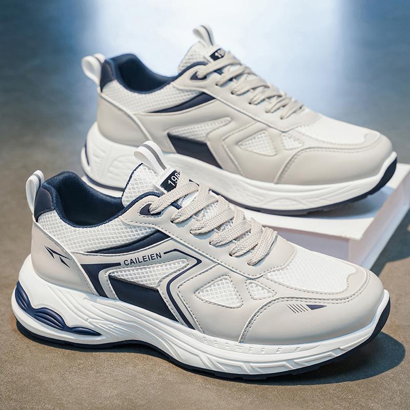 Men's Mesh Sports Shoes Summer Trendy Breathable Casual Running Thick Soled Outdoor Dad Shoes