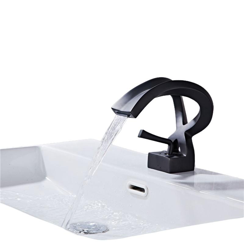 Tuqiu Black Basin Faucet Gray Bathroom Mixer Tap Brass Lavotory Faucet Washbasin Faucet  Hot and Cold Elegant Crane For Bathroom
