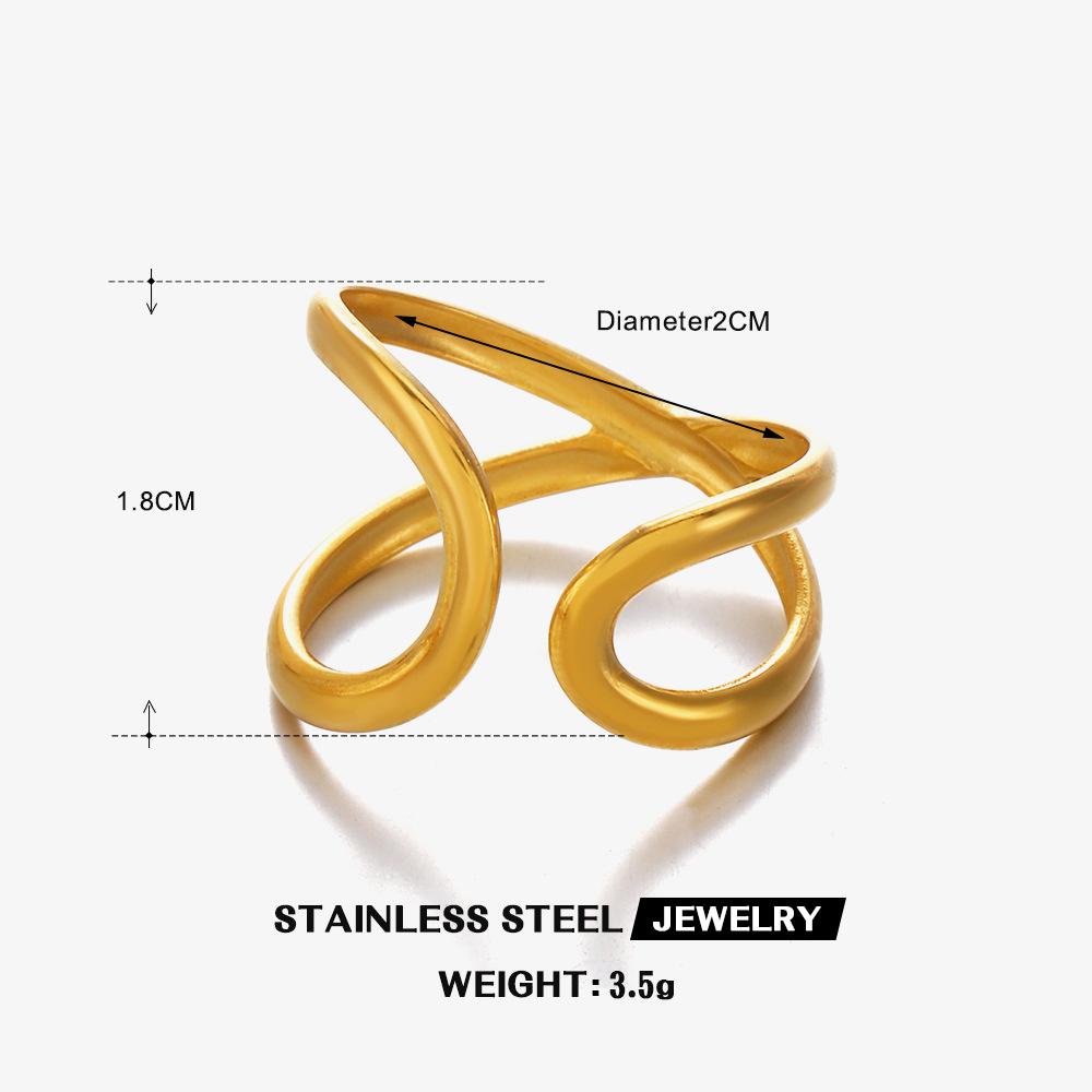 2025 New 18K Gold Plated Stainless Steel Metal Rings for Women Irregular Trendy Designer Aesthetic Jewelry Waterproof Men's Ring