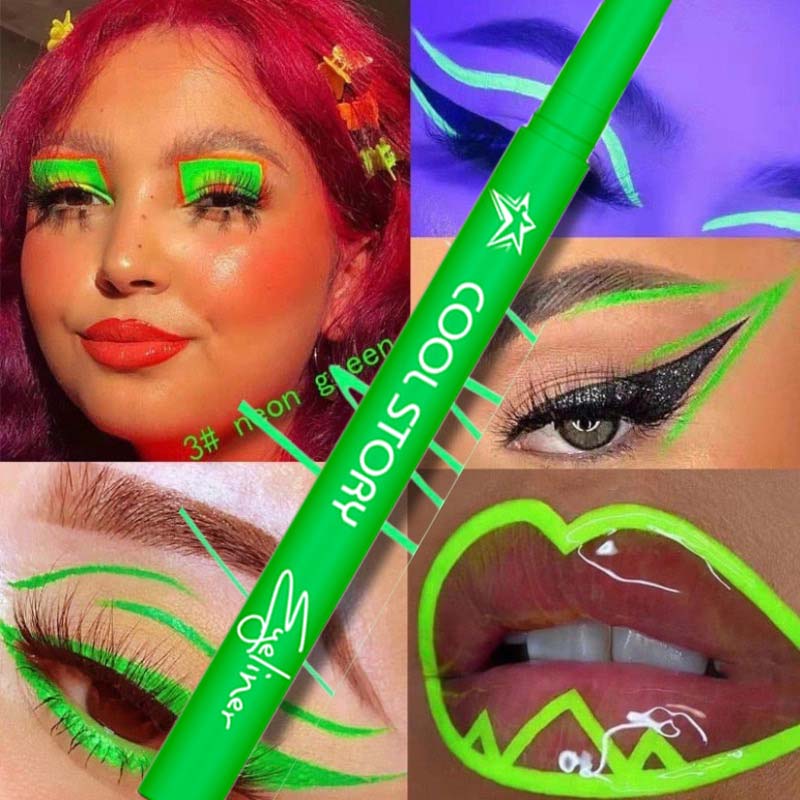 12 UV Fluorescerende Eyeliner Gel Pen Waterdicht Sneldrogend Neon Kleurrijk Eyeliner Wit Blauw Paars Muziekfeest Oogmake-up green