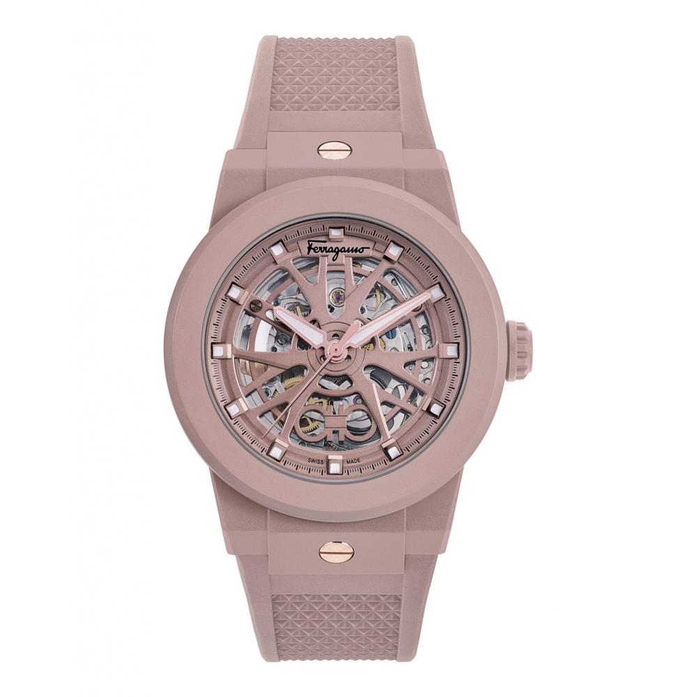 

Salvatore Ferragamo F 80 Skeleton Ecoceramic Automatic Watch Taupe Taupe Taupe