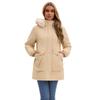 Women’s Parka Coats Faux Fur Hooded Fleece Lining Zipper Warm Cotton Jackets Mid-length Puff Outerwear Winter Clothes