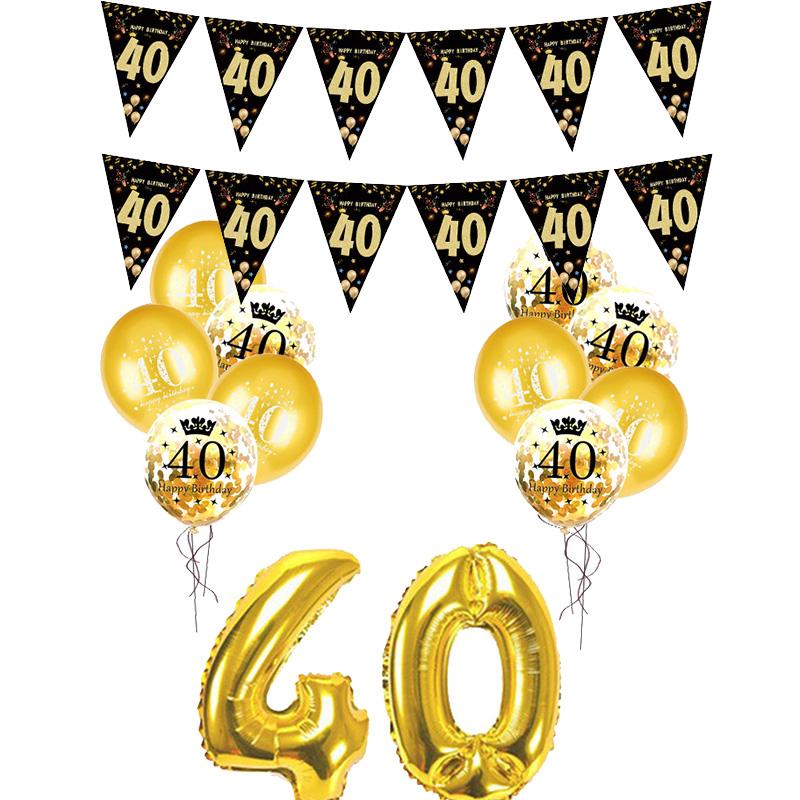30th 40th 50th 60th Birthday Decorations Number Balloons Birthday Hanging Banner Flags for Adult 30th Anniversary Supplies