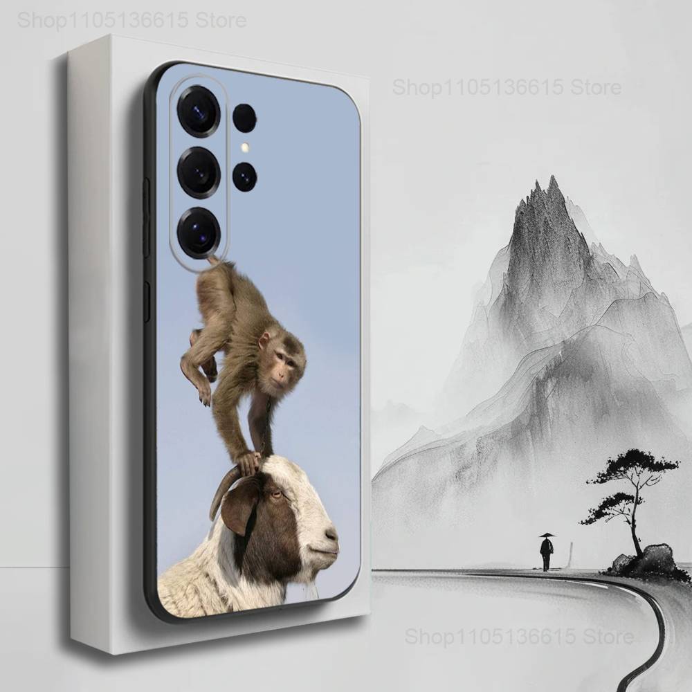 Funny Monkey Cute  Case For Samsung S21,S9,S22,S25,S20,S10,Plus,Ultra,S24,S23,FE,Lite,Soft Silicone Black
