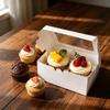 2 Muffin Boxes for Bakery Display, White Paper Dessert Box with Clear Top Window and Insert, 18 Pack for Gift Packing and Order Handoff