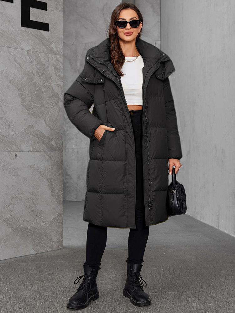 Cinemore Women's Jacket Long Fashion Grace Women Winter Down Jackets Zipper Pocket with Belt Parka High Quality Outwear 9110