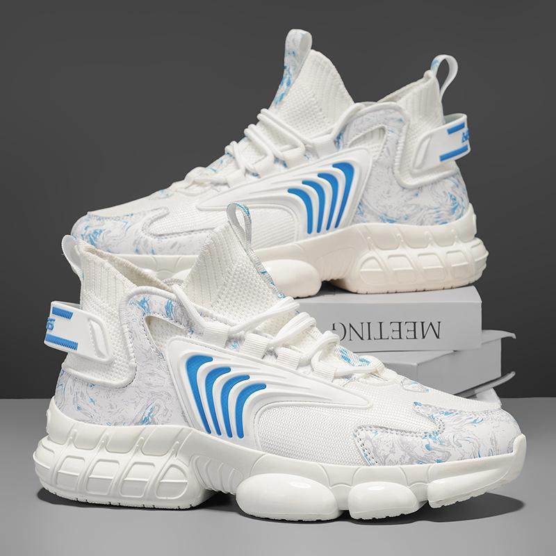 Autumn Outdoor Lightweight Men's Shoes Large Size Knife Peak Bottom Dad Shoes Casual Fly-woven Breathable Sneakers Men's Shoes