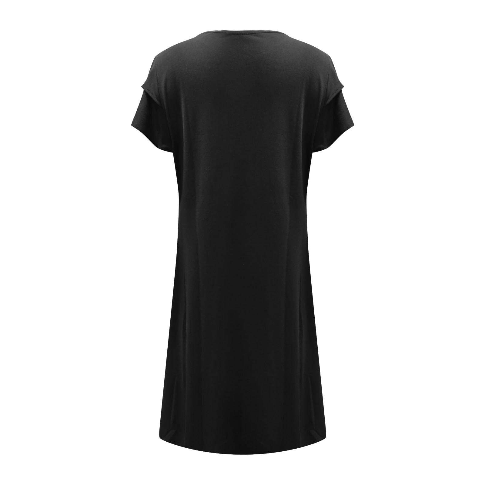 Женское летнее винтажное однотонное свободное платье с круглым вырезом и баской — фото 5