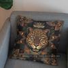 2D Jaguar Faces With Ethnic Pattern Pillow Cover Pattern Cushion Cover Suitable For Sofa Bedroom Car Pillow Cover