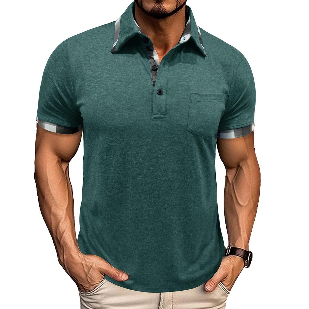 Men's Casual -color Outdoor Sportswear, Men's Lapel Pocket Short-sleeved Top