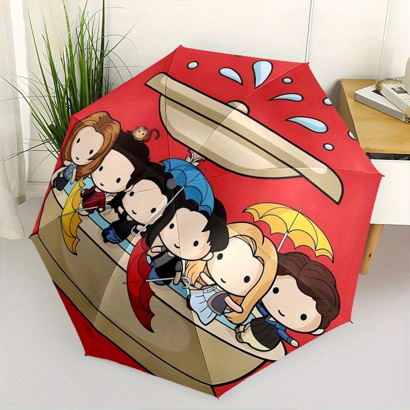 

FRIENDS Fountain Automatic Opening and Closing Umbrella, Lightweight 3-Fold, With Cute Cartoon Characters, Suitable for Home, Outdoor and Daily Use, L