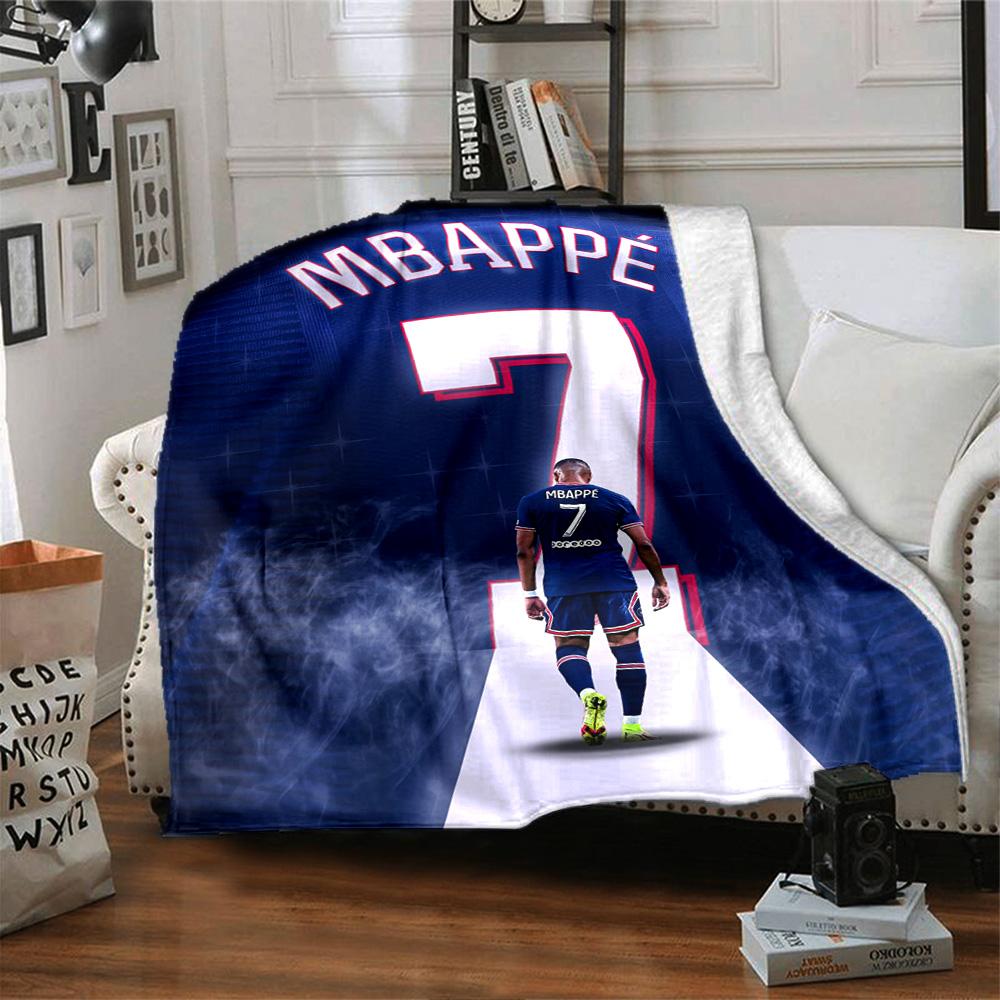 Star Player Kylian Mbappé Blanket Comfortable Great for Office Couch Bed for All Seasons Playful Design Best Holiday Gift for Friends Family