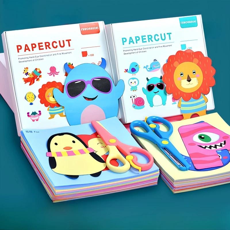 100 Stück Kinder Cartoon Bunt Papier schneiden Spielzeug Kinder DIY Handgemacht Origami Kunst Bastelset Baby Puzzle Lern Pädagogisches Spielzeug