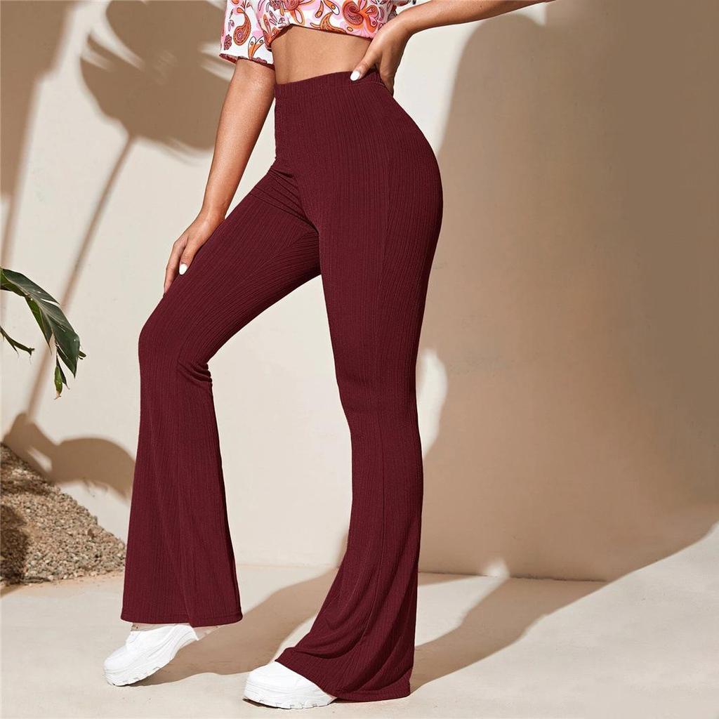 Summer Drop Sense Ausgestellte Hohe Taille Einfarbige Yogahose Damenmode Lässig Gestrickte Sporthose