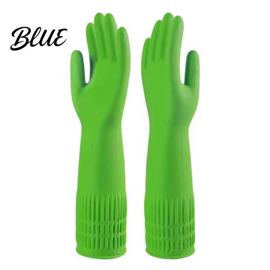 Non Slip Kitchen Cleaning Gloves Fleece Lined Dishwashing Gloves, Waterproof Natural Latex Household Protective for Dish Washing Non-Slip Grip