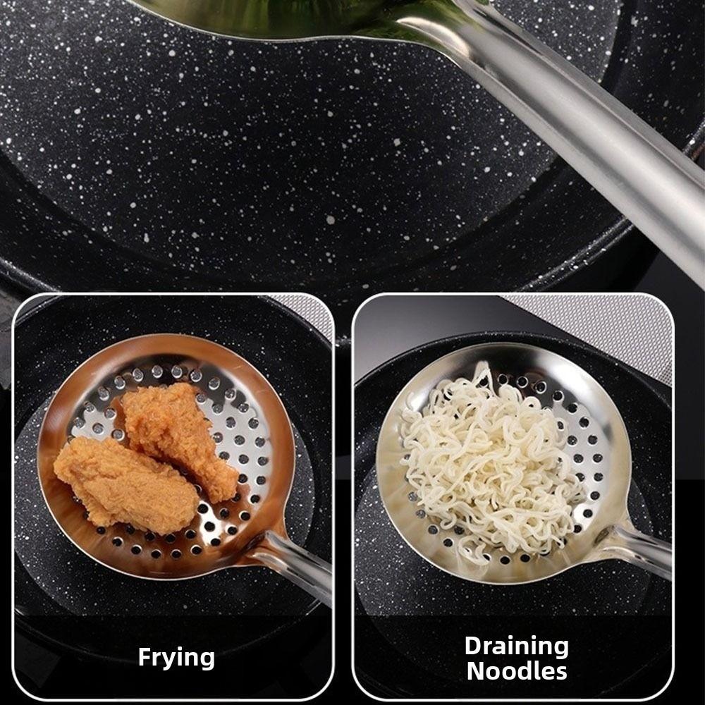 Anti-scald Filter Spoon Long Handle Oil Skimmer Scoop Flour Noodle Dumplings Sieve  Oil Skimming
