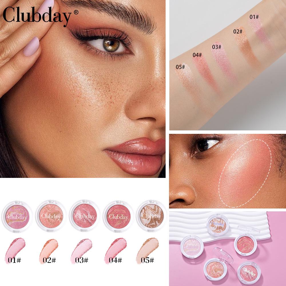 Clubday Tri-Color Shimmering Marble Highlighter & Blush Palette