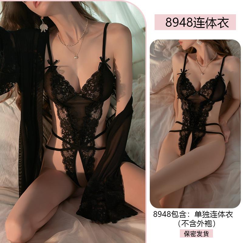Original Erotic Lingerie Sexy Lace Seductive One-piece Dress Women's open-crotch Uniform no-Take Pajama Set 8948