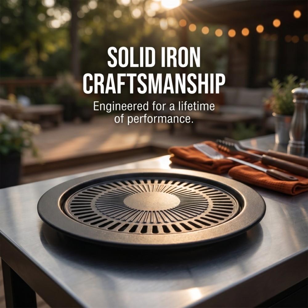 Nonstick Barbecue Pan Round Roasting Trays Multipurpose Grill Rack Home Kitchen