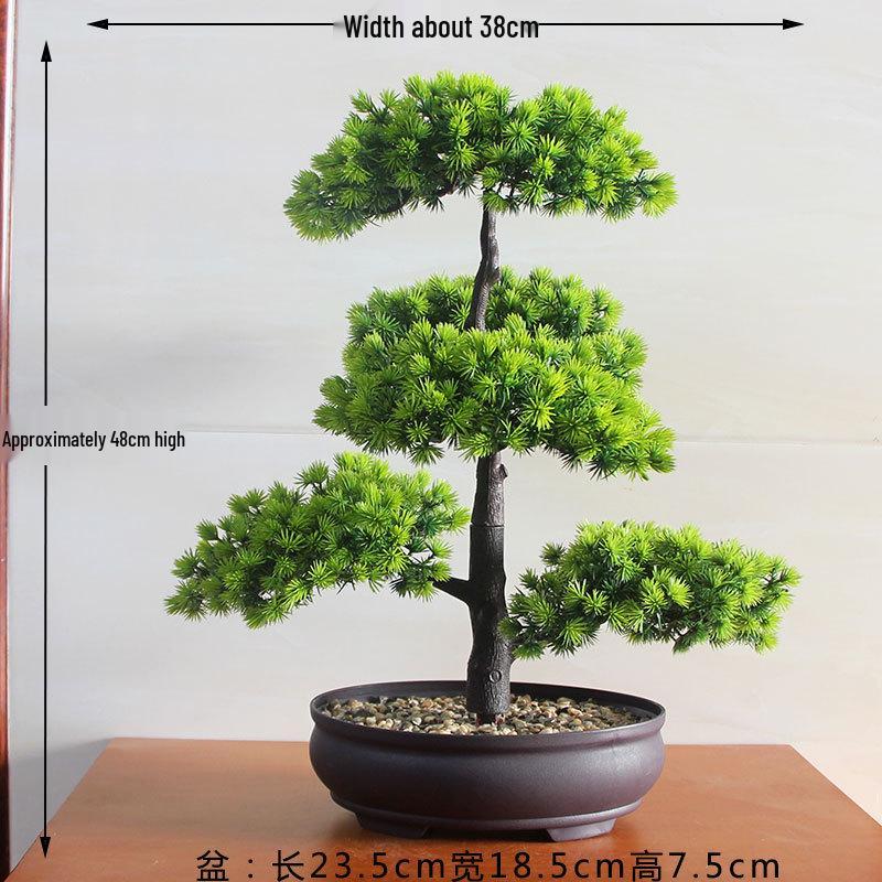 Umělé borové svatební květinové aranžmá: Zelený bonsaj penězovník pro domácí dekoraci