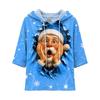 Women's Casual 3/4 Sleeve Hooded T-Shirt with Christmas Print